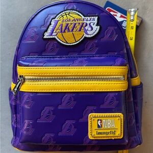 Loungefly new NBA Lakers Purple Yellow mini Backpack Los Angeles Lakers Debossed